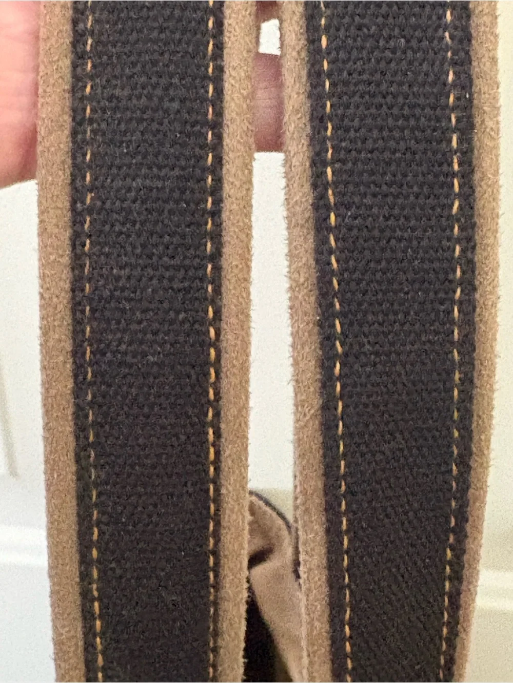 Levi’s Vintage Black Canvas Denim Tote Bag Brown Trim Y2K Shoulder Bag - Picture 5 of 16